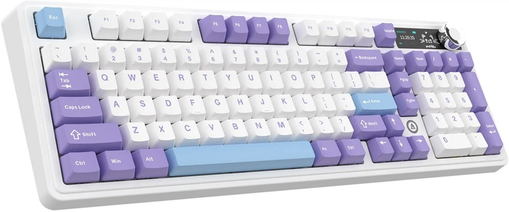 Klawiatura bezprzewodowa Ajazz AK980 Gift Switch V2 Wireless/USB White-Purple (AK980-V2-G-PWB) - obraz 4