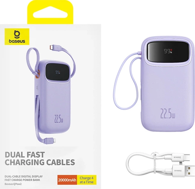 Powerbank Baseus Qpow2 20000 mAh 22.5W Purple (P10055002513-00) - obraz 8