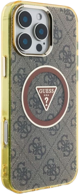 Etui Guess IML Metal Glitter 4G Circle Triangle MagSafe do Apple iPhone 16 Pro Max Bronze (3666339430245) - obraz 4