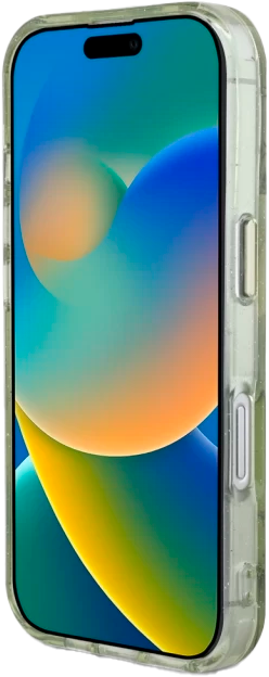 Etui Guess Glitter Flowers Triangle Buttons MagSafe do Apple iPhone 16 Green (3666339430665) - obraz 5