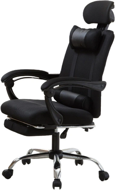 Fotel Magboss 56939 obrotowy z podnóżkiem i zagłówkiem Czarny (5902734872715) - obraz 1