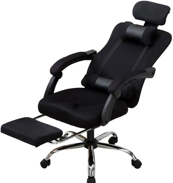 Fotel Magboss 56939 obrotowy z podnóżkiem i zagłówkiem Czarny (5902734872715) - obraz 2