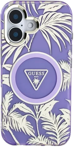 Etui Guess Glitter Flowers Triangle Buttons MagSafe do Apple iPhone 16 Purple (3666339432317) - obraz 2