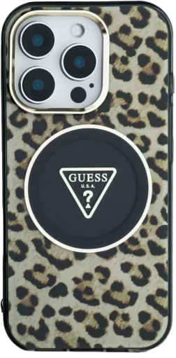Панель Guess HC IML Leopard Triangle Cord Strap MagSafe для Apple iPhone 16 Pro Brown (3666339432638) - зображення 2