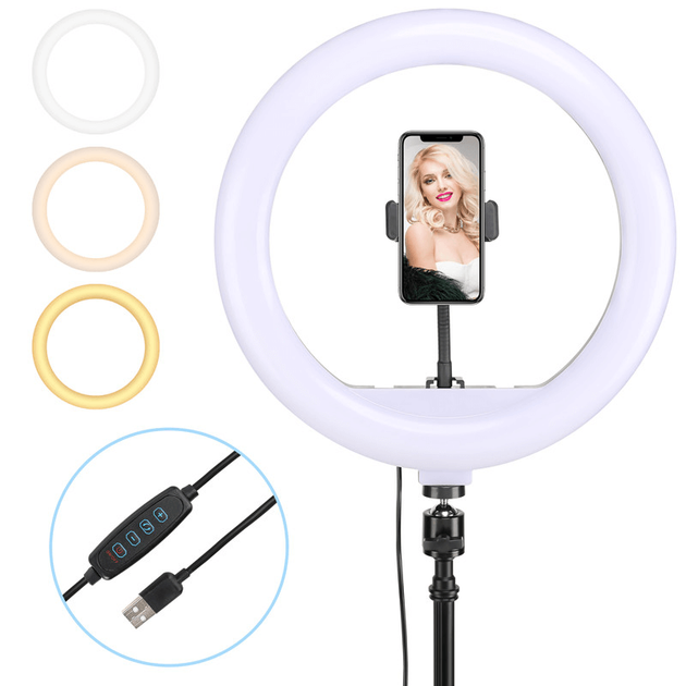 Кольцевая светодиодная лампа 30см со штативом и с Bluetooth-пультом YQ-320b light set (Kit1) Питание от USB - Фото 5 Кольцевая светодиодная лампа 30см со штативом и с Bluetooth-пультом YQ-320b light set (Kit1) Питание от USB - изображение 5