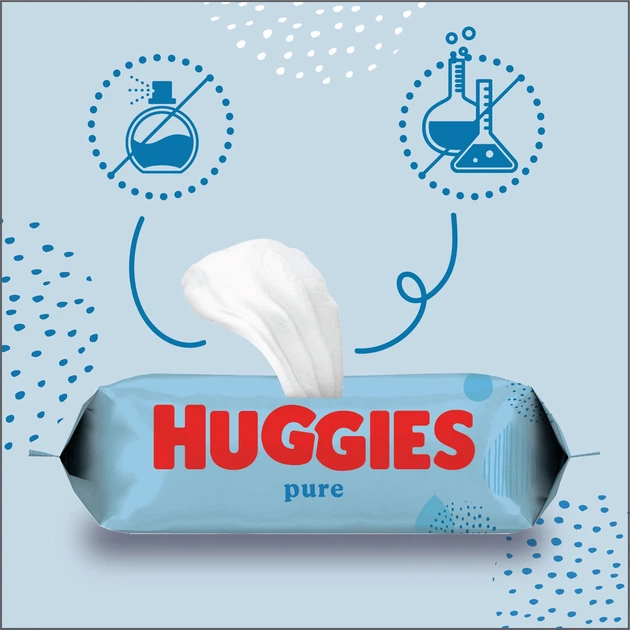 Chusteczki nawilżane dla niemowląt Huggies Pure 10 x 56 szt (5029053550039/10) - obraz 7