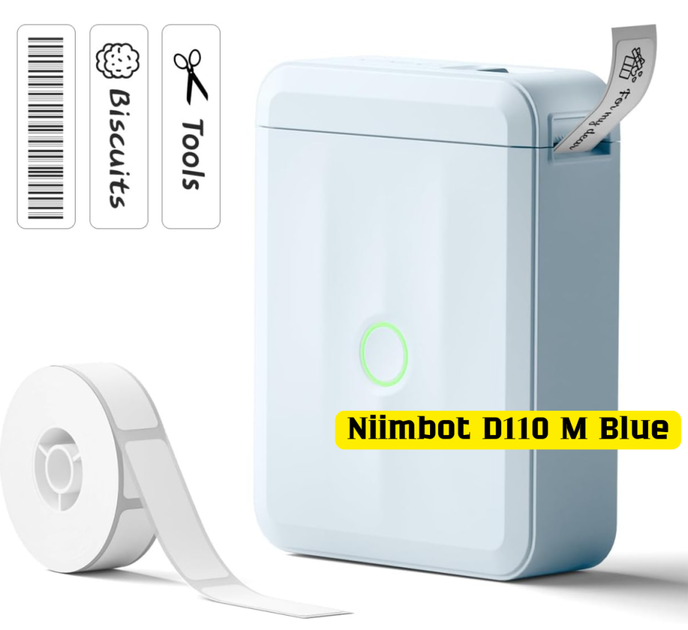 Портативний термопринтер наліпок Niimbot D110 M Blue Bluetooth, без чорнила, для смартфона (модель 1AA56301619) - Фото 1 Портативний термопринтер наліпок Niimbot D110 M Blue Bluetooth, без чорнила, для смартфона (модель 1AA56301619) - изображение 1