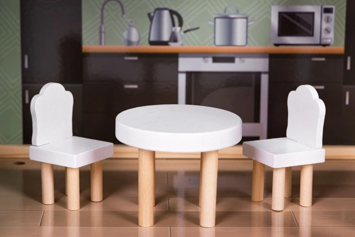 Domek dla lalek drewniany EcoToys 3 piętra Taras z kompletem 15 mebelków (5905817004003) - obraz 7