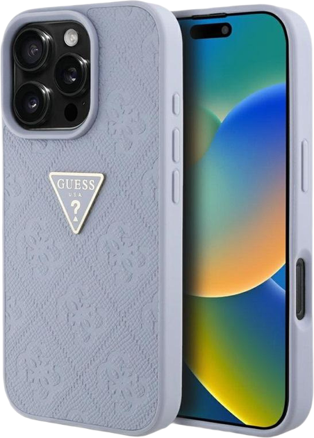 Etui Guess Hot Stamp 4G Pattern Triangle Metal Logo do Apple iPhone 16 Pro Purple (3666339425449) - obraz 1