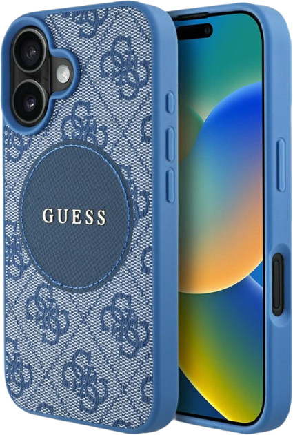 Etui plecki Guess 4G Circle Classic Logo MagSafe do Apple iPhone 16 Blue (3666339426620) - obraz 1