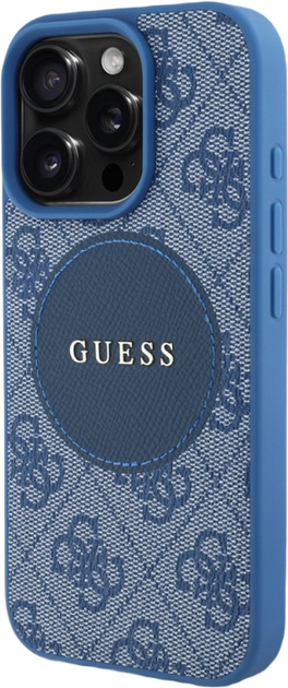 Etui plecki Guess 4G Circle Classic Logo MagSafe do Apple iPhone 16 Pro Blue (3666339426644) - obraz 2