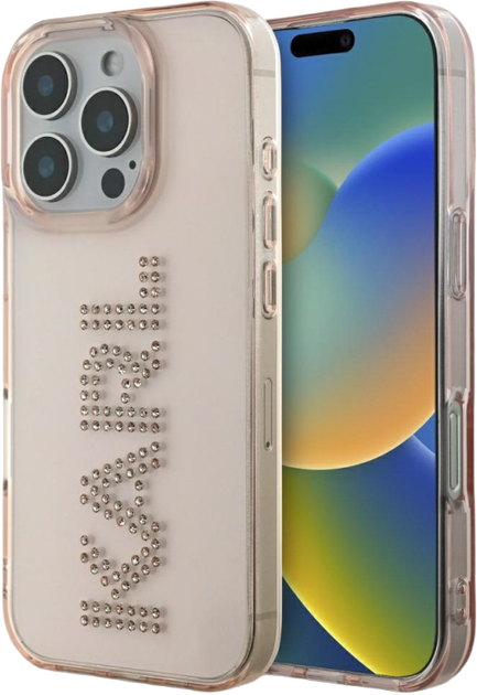 Панель Karl Lagerfeld IML Rhinestones Logo для Apple iPhone 16 Pink (3666339356842) - зображення 1