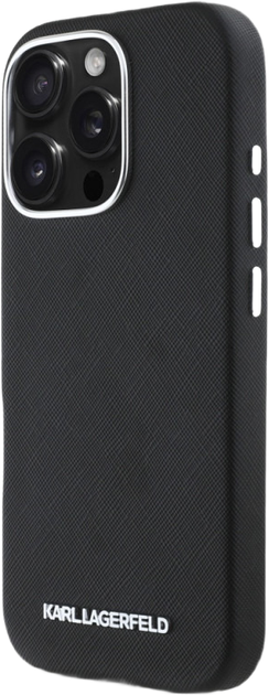 Панель Karl Lagerfeld Saffiano Full Wrapped Elongated Metal Logo MagSafe для Apple iPhone 16 Pro Max Black (3666339359478) - зображення 2