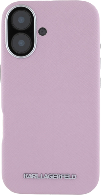 Панель Karl Lagerfeld Saffiano Full Wrapped Elongated Metal Logo MagSafe для Apple iPhone 16 Pink (3666339359621) - зображення 3