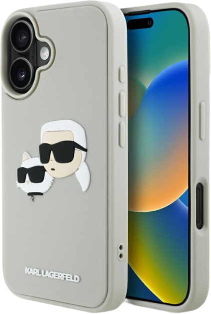 Панель Karl Lagerfeld HC 3D Rubber Double Heads для Apple iPhone 16 Beige (3666339402341) - зображення 1