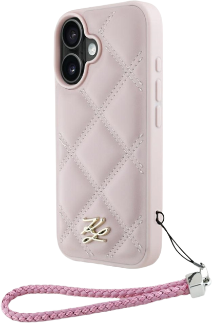 Панель Karl Lagerfeld Quilted Initial Logo & Chain Strap для Apple iPhone 16 Pink (3666339401061) - зображення 1