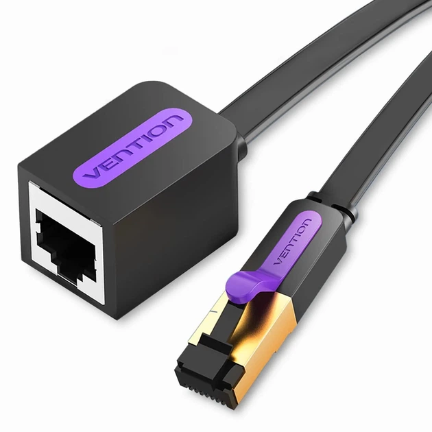 Подовжувач мережевого кабелю для патч-корду Vention CAT 7 SFTP Ethernet, 1 m, Black, rj-45 - rj-45, 8 жил (ICBBF) - изображение 2