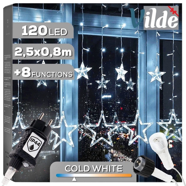 Kurtyna świetlna Vilde 839443 gwiazdki 120 LED Zimna Biała (5904316479336) - obraz 2