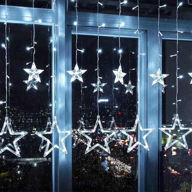 Kurtyna świetlna Vilde 839443 gwiazdki 120 LED Zimna Biała (5904316479336) - obraz 3