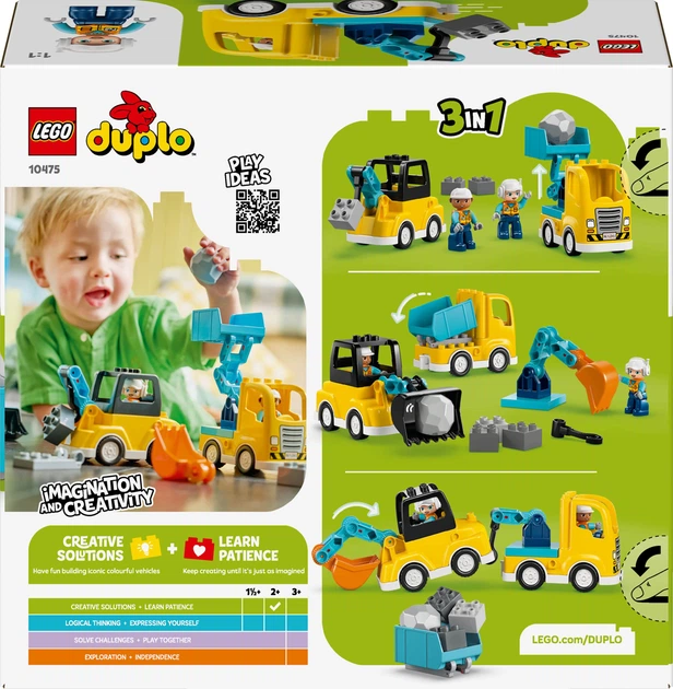 Zestaw klocków LEGO DUPLO Town Maszyny budowlane 3 w 1 22 elementy (10475) - obraz 4