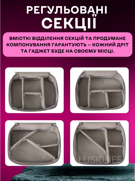 Органайзер дорожній сумка для зберігання електроніки аксесуарів ґаджетів кабелів зарядних пристроїв флешок перехідників павербанків навушників смартфонів комп’ютерних мишей подорожей 24х19х10 см синій 3DTOYSLAMP - зображення 4