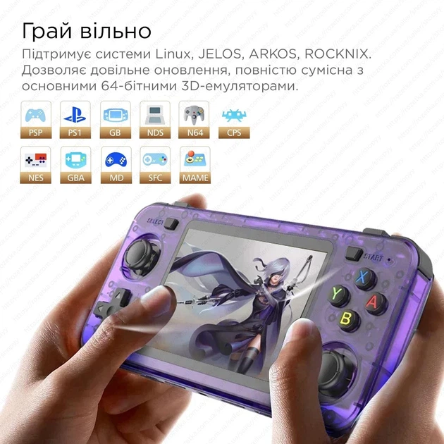 Портативная игровая консоль Intex Data Frog R36H Retro Handheld Game Console 64Gb, Purple - изображение 6