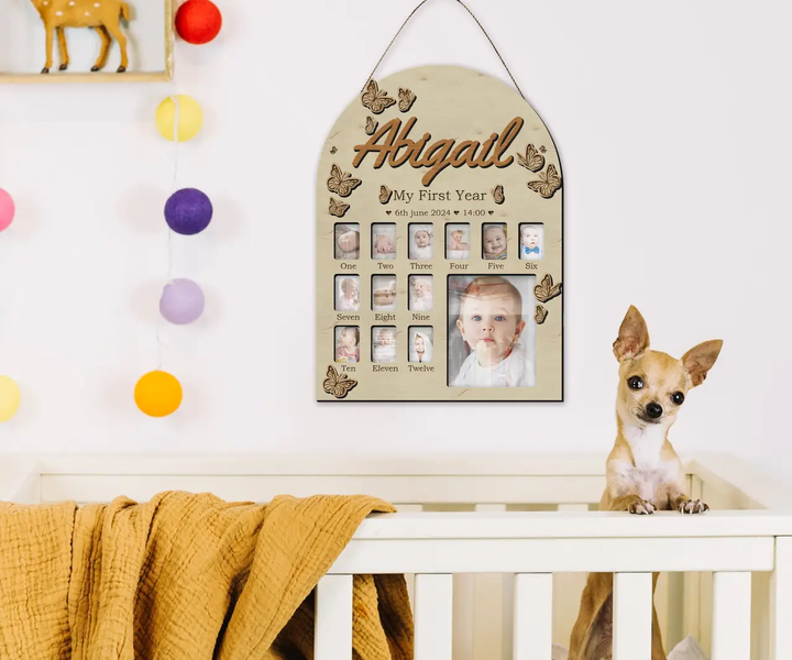 Фотоколлаж деревянный The Frame Depot для первого года ребенка на 13 фотографий Бежевый (first_year_butterfly) - Фото 2 Фотоколлаж деревянный The Frame Depot для первого года ребенка на 13 фотографий Бежевый (first_year_butterfly) - изображение 2