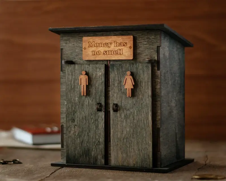 Копилка-туалет The Frame Depot деревянная 18х14х11 см Черный (piggy_bank) - Фото 2 Копилка-туалет The Frame Depot деревянная 18х14х11 см Черный (piggy_bank) - изображение 2