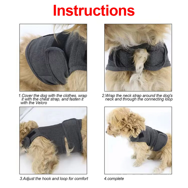 Успокаивающий жилет для собак WanTalk Dog Anxiety Jacket, Dark Grey, 2XL - изображение 7