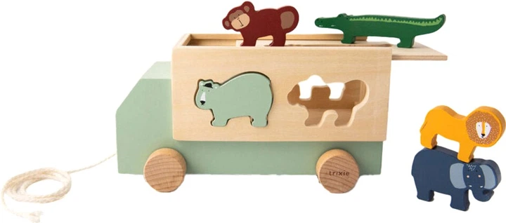 Sorter kształtów Trixie Drewniany Ciężarówka ze zwierzętami 6 elementów (5400858361820) - obraz 1