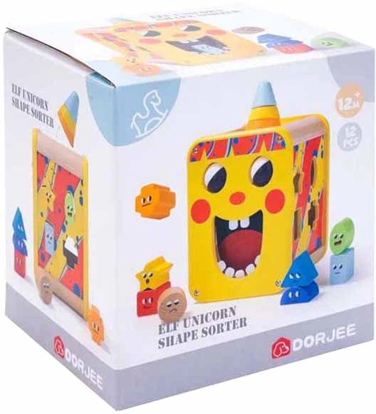 Sorter kształtów Dorjee Drewniany Jednorożec 12 elementów (6973840430921) - obraz 3