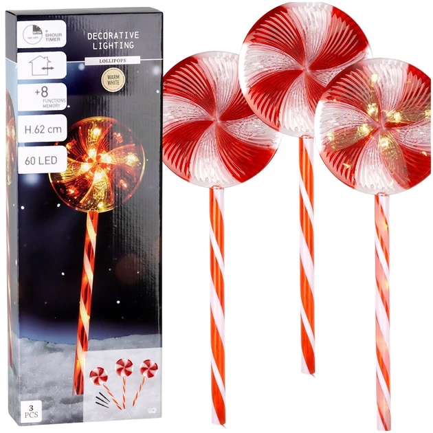 Садові ліхтарі Home Styling Collection 839503 Льодяник  60 LED 62 см 3 шт (8721037167000) - зображення 3