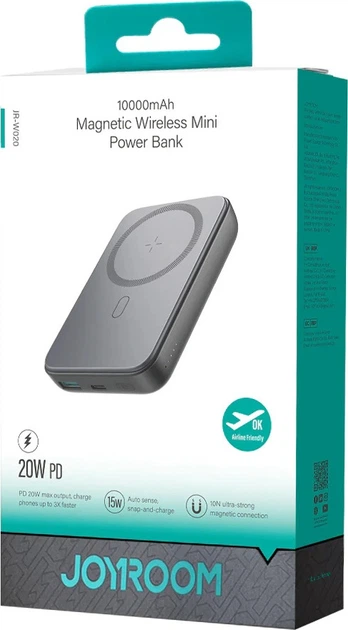 Powerbank JOYROOM JR-W020 MagSafe 10000 mAh 20W Black - obraz 2