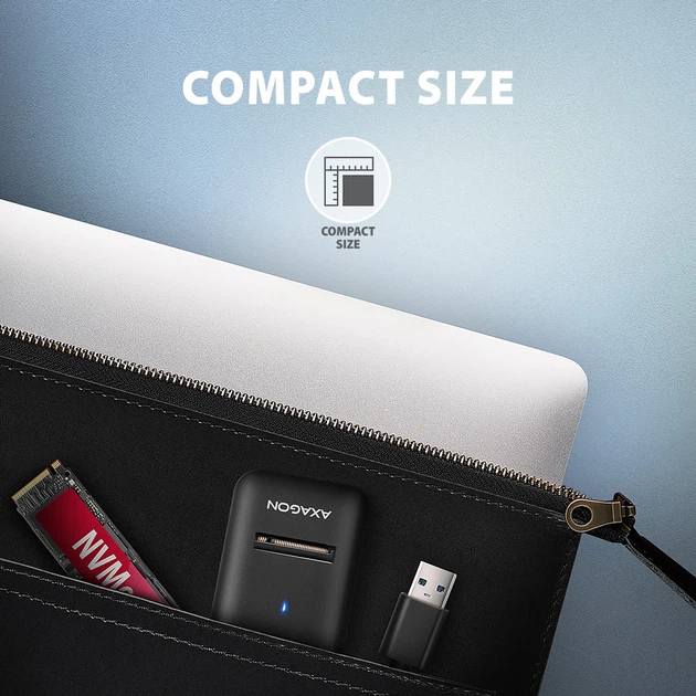 Adapter Axagon ADM2-AM USB-A 10Gbps - M.2 NVMe & SATA SSD Black - obraz 2