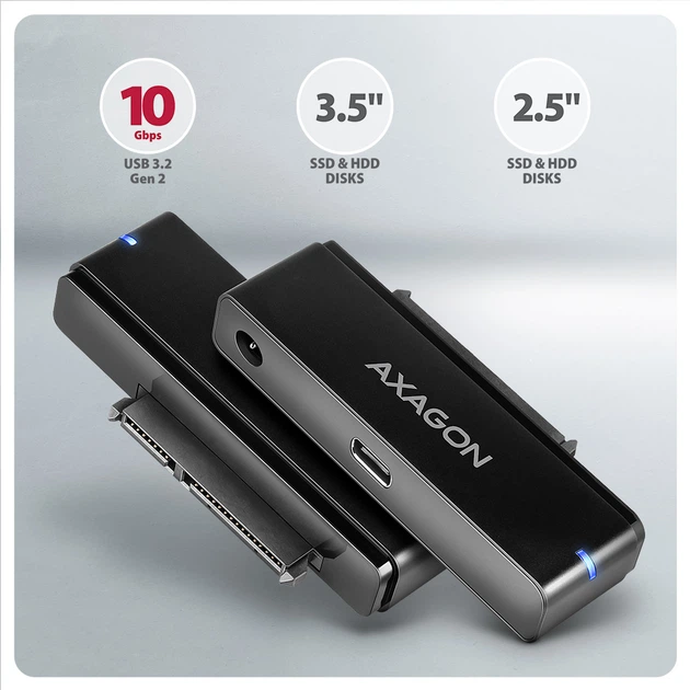 Adapter Axagon ADSA-FPX USB-C 10Gbps FAST PORT X 2.5"/3.5" SSD/HDD Black - obraz 4