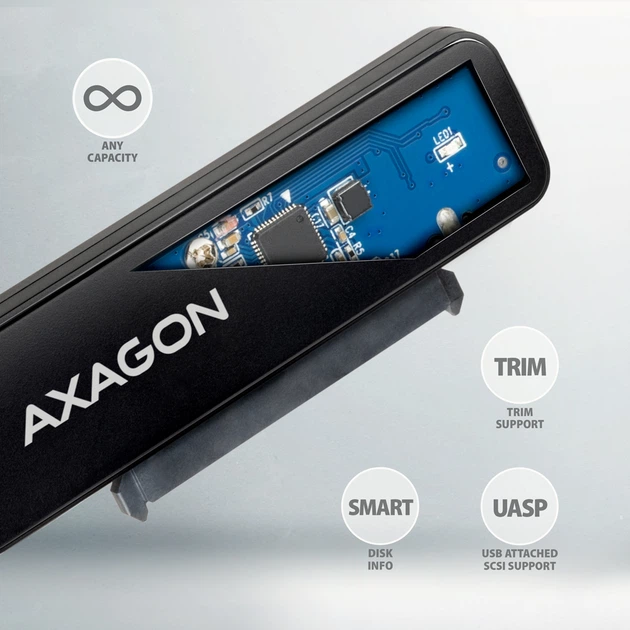 Adapter Axagon ADSA-FP2C USB-C 5Gbps SLIM 2.5" SSD/HDD Black - obraz 2