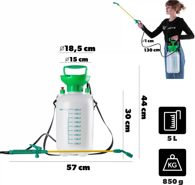 Opryskiwacz ciśnieniowy ręczny Kadax Arkel 5 l Zielony (K11322) - obraz 8
