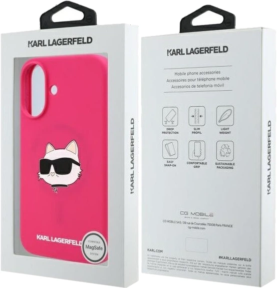 Etui plecki Karl Lagerfeld Choupette Head na Apple iPhone 16 z MagSafe Fuksja (3666339319724) - obraz 8