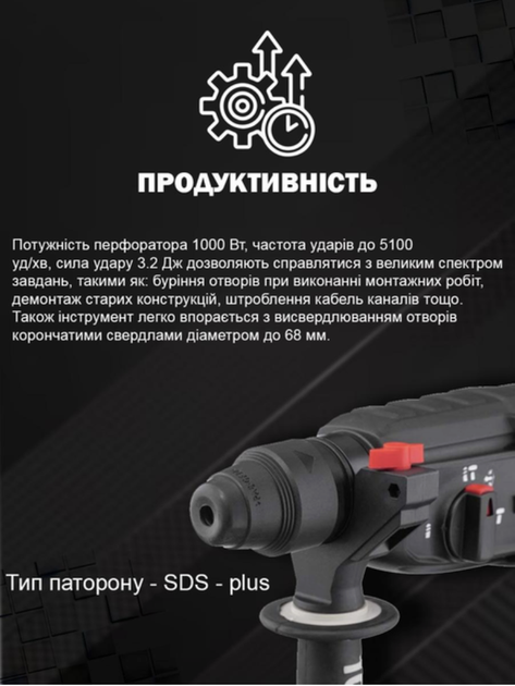Перфоратор прямий електричний мережевий Intertool wt-0170 1000 вт 3 режими безшумний компактиний професійний електроперфоратор побутовий для дому роботи - Фото 4 Перфоратор прямий електричний мережевий Intertool wt-0170 1000 вт 3 режими безшумний компактиний професійний електроперфоратор побутовий для дому роботи - изображение 4