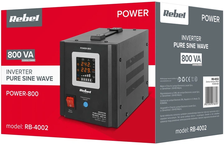 ДБЖ Rebel POWER-800 RB-4002 500Вт/800ВА (5901890078696) - зображення 4