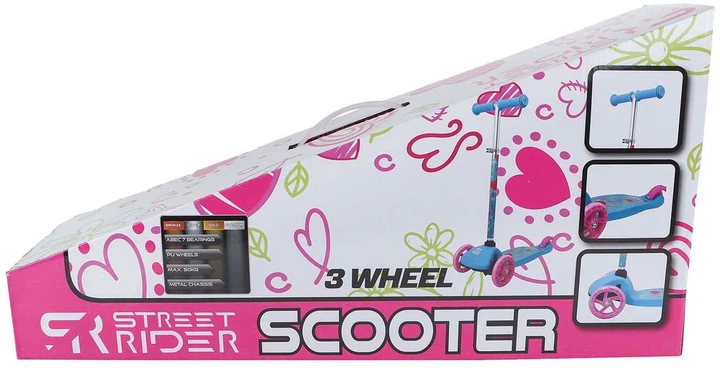 Hulajnoga dziecięca STREET RIDER 3-Wheel Scooter z regulowaną kierownicą Abec 7 Różowy (8713219536315) - obraz 2