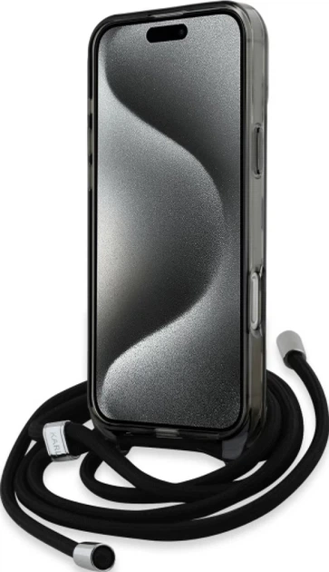 Etui plecki Karl Lagerfeld Karl & Choupette Head na Apple iPhone 16 Pro z MagSafe ze sznurkiem Cord Czarne (3666339320386) - obraz 3