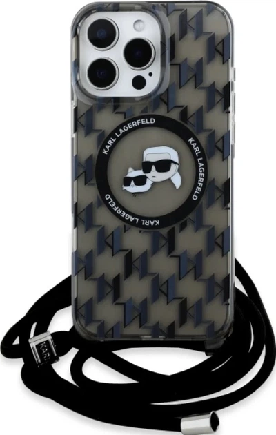 Etui plecki Karl Lagerfeld Karl & Choupette Head na Apple iPhone 16 Pro z MagSafe ze sznurkiem Cord Czarne (3666339320386) - obraz 5