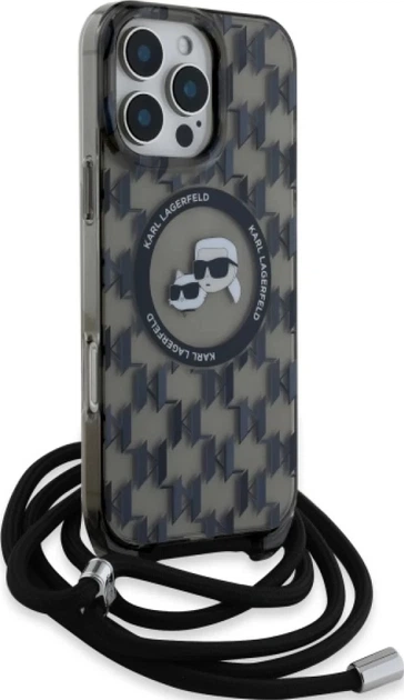 Etui plecki Karl Lagerfeld Karl & Choupette Head na Apple iPhone 16 Pro z MagSafe ze sznurkiem Cord Czarne (3666339320386) - obraz 6