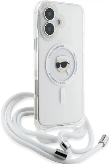 Etui plecki Karl Lagerfeld Karl Head na Apple iPhone 16 z MagSafe ze sznurkiem Cord Transparent (3666339320522) - obraz 6
