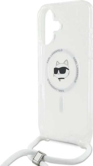 Etui plecki Karl Lagerfeld Choupette Head na Apple iPhone 16 z MagSafe ze sznurkiem Transparent (3666339320560) - obraz 1