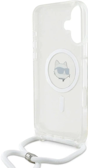 Etui plecki Karl Lagerfeld Choupette Head na Apple iPhone 16 z MagSafe ze sznurkiem Transparent (3666339320560) - obraz 2