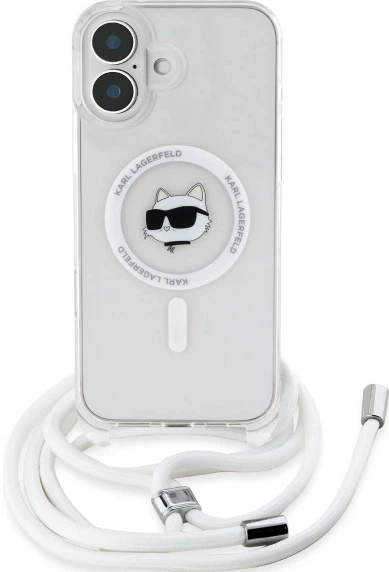 Etui plecki Karl Lagerfeld Choupette Head na Apple iPhone 16 z MagSafe ze sznurkiem Transparent (3666339320560) - obraz 5