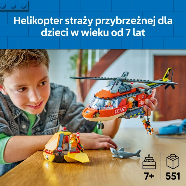 Zestaw klocków LEGO CITY Helikopter straży przybrzeżnej 551 elementów (60503) - obraz 3