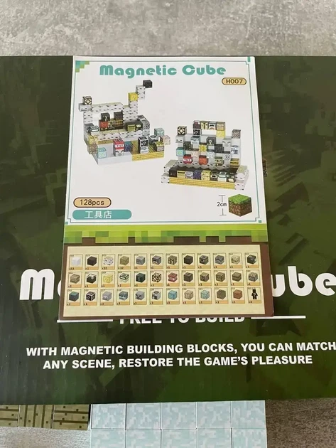 Minecraft магнитный конструктор Magnetic Cube 128 деталей кубики конструкторы для взрослых и детей Майнкрафт инструментальный цех - Фото 4 Minecraft магнитный конструктор Magnetic Cube 128 деталей кубики конструкторы для взрослых и детей Майнкрафт инструментальный цех - изображение 4